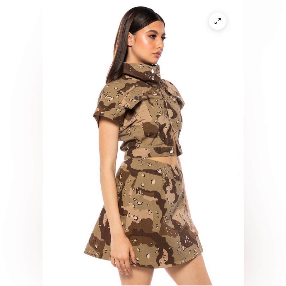 AKIRA Camouflage Crop Top and Skirt Set